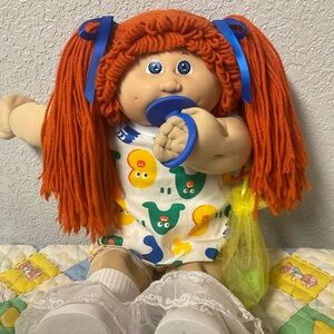 Vintage Cabbage Patch Kid Girl With Pacifier Red Hair Hong Kong OK Factory 1985